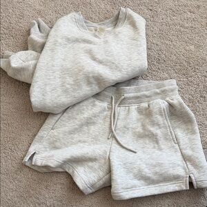 Gray Sweatshirt and Shorts Set